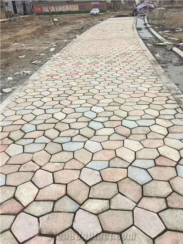 Cream Granite Irregular Crazy Paving Walkway Road