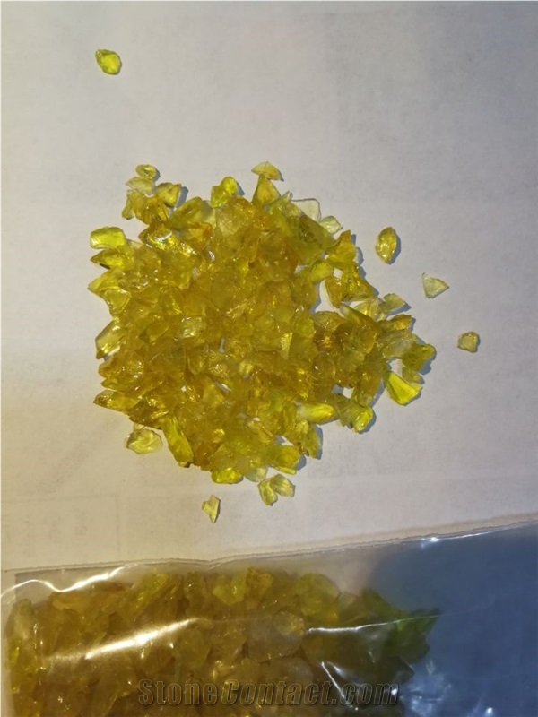 G08 Crushed Glass Quartz Chips-Yellow