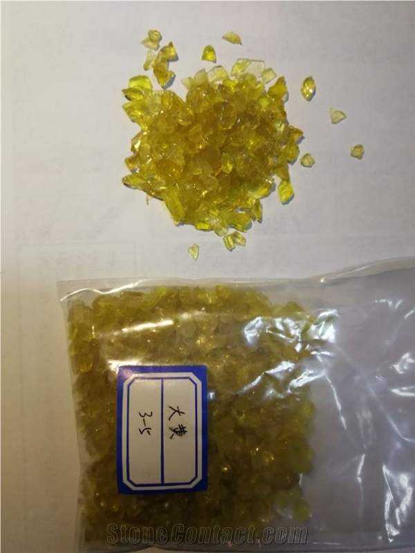 G08 Crushed Glass Quartz Chips-Yellow