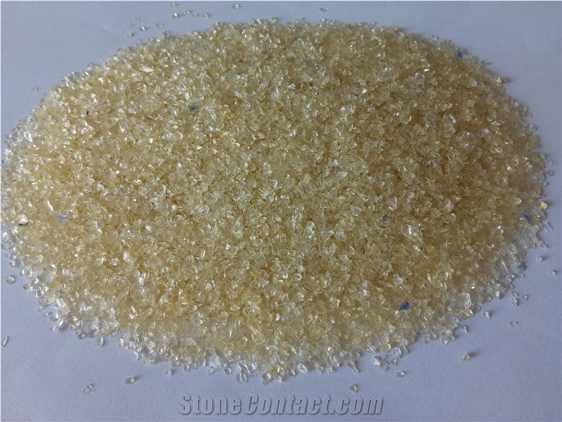G10 Crushed Glass Quartz Stone,Chips-Crystsal Yellow