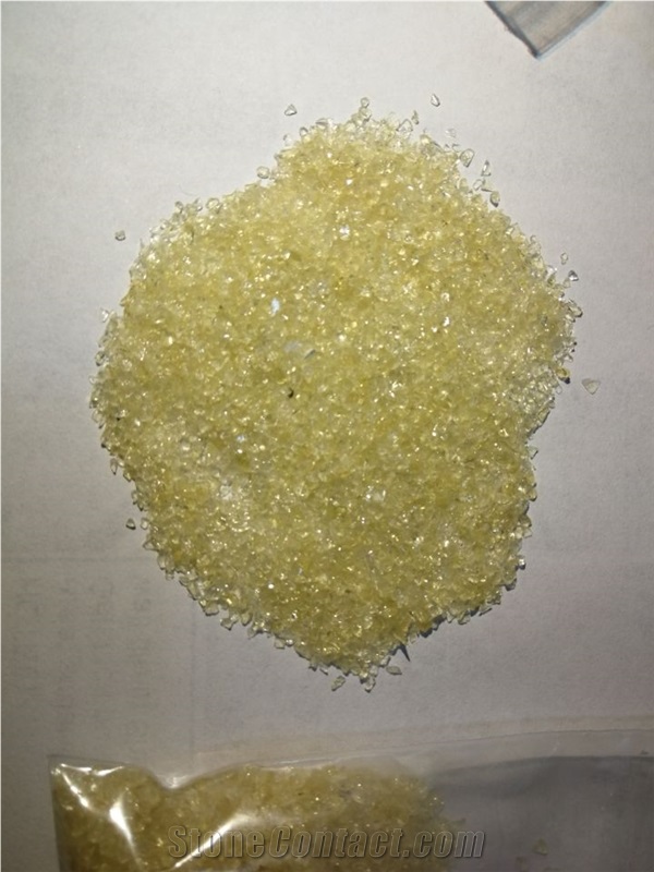 G10 Crushed Glass Quartz Stone,Chips-Crystsal Yellow