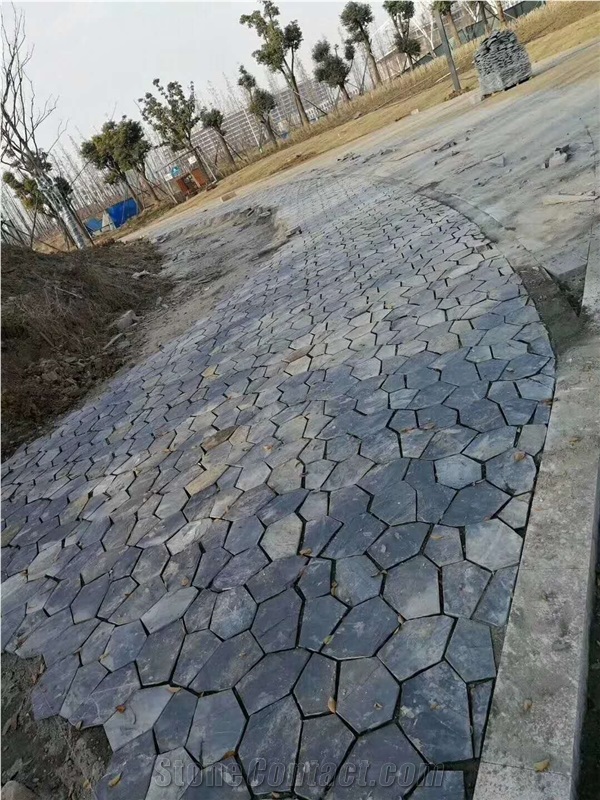 Grey Slate Irregular Crazy Paving Walkway Road