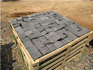 Zhangpu Black Basalt Black Granite Sett Cobbles