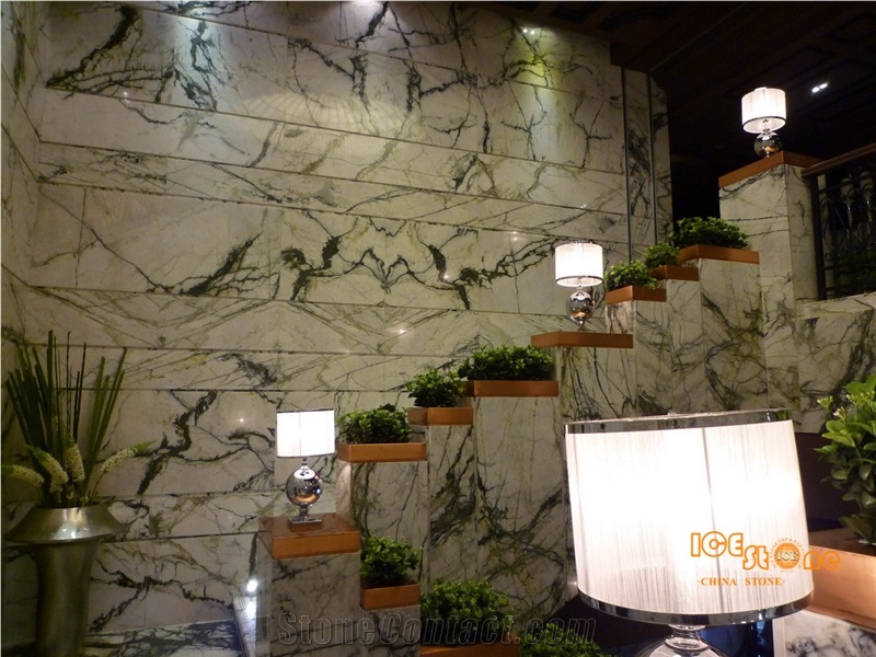 Chinese Calacatta Green Marble Slabs Tiles