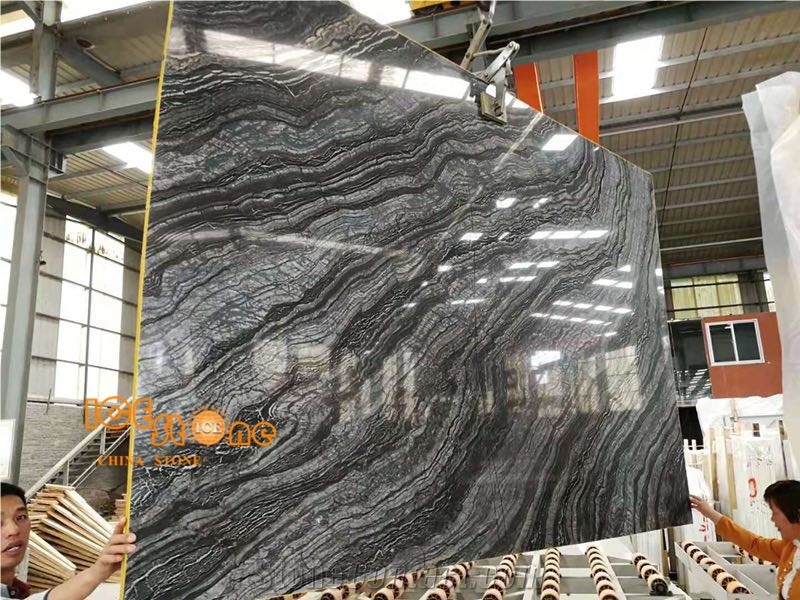 Silver Waves Marble Slabs,Antique Serpeggiante,Black Wooden