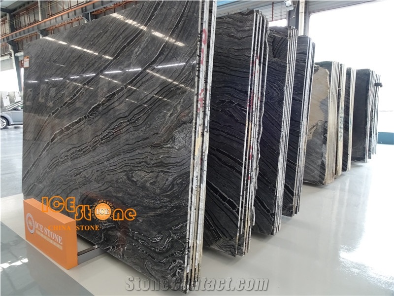 Silver Waves Marble Slabs,Antique Serpeggiante,Black Wooden