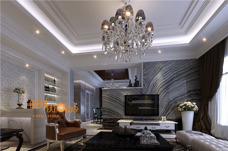 Silver Waves Marble Slabs,Antique Serpeggiante,Black Wooden