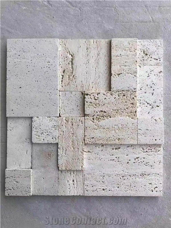 Mini French Pattern Travertine Cut Marble Mosaic