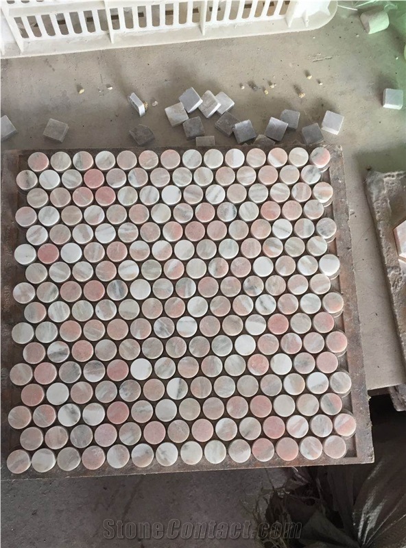 Norway Pink 20mm Penny Round Marble Mosaic