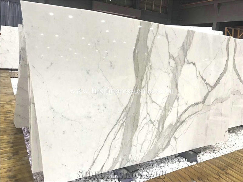 Bianco Calacatta White Marble Slabs for Covering
