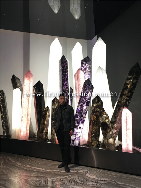 Colorful Agate Stone Slab/Semiprecious Stone Art