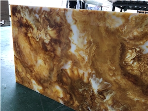 Polished High Transparent Yellow Faux Alabaster Sheet