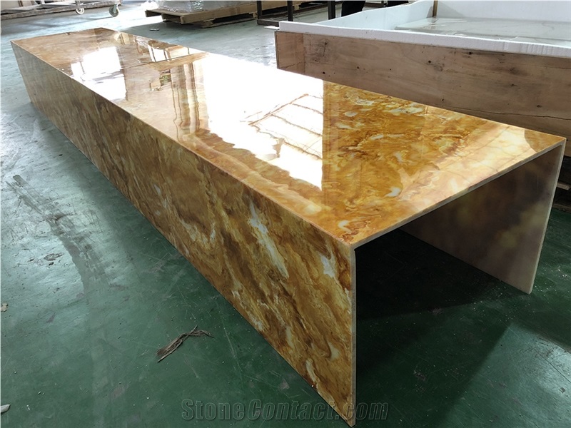 Polished Translucent Yellow Faux Onyx Table Top