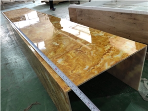 Polished Translucent Yellow Faux Onyx Table Top