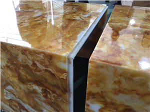Polished Translucent Yellow Faux Onyx Table Top