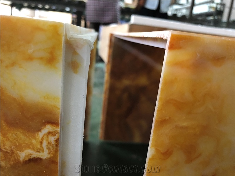 Polished Translucent Yellow Faux Onyx Table Top