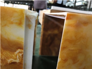 Polished Translucent Yellow Faux Onyx Table Top