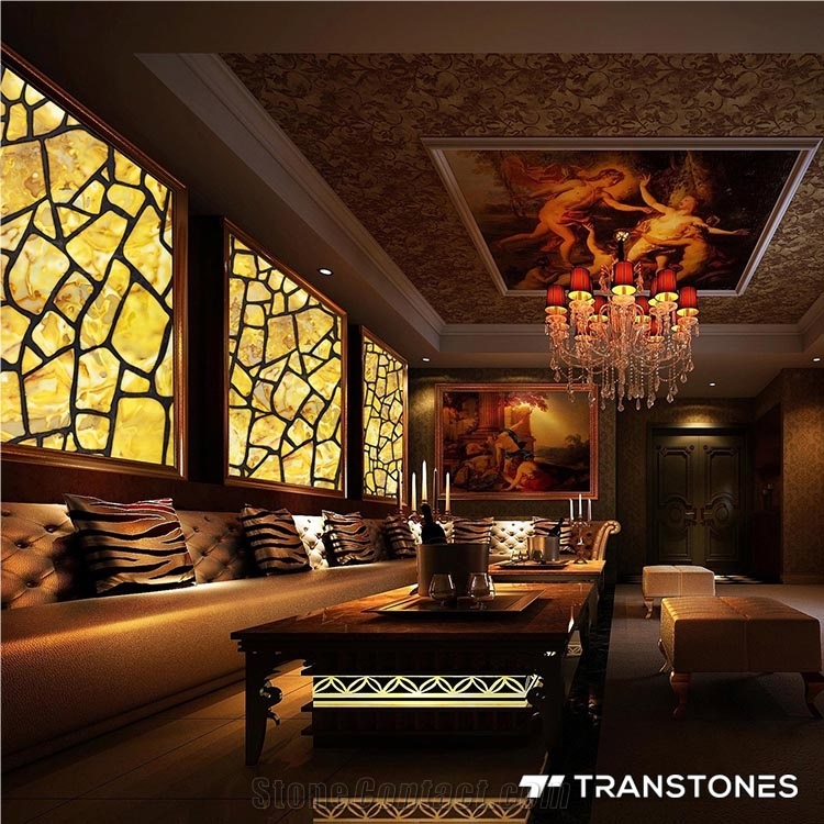Translucent Faux Onyx Slab Alabaster Feature Wall Panel