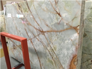 Verdant/Green Onyx Slabs&Tiles Pale Cyan Jade Slab
