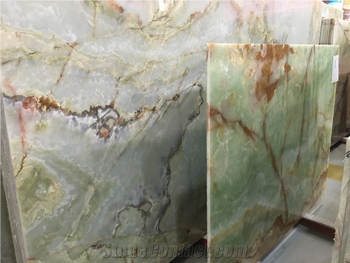 Verdant/Green Onyx Slabs&Tiles Pale Cyan Jade Slab