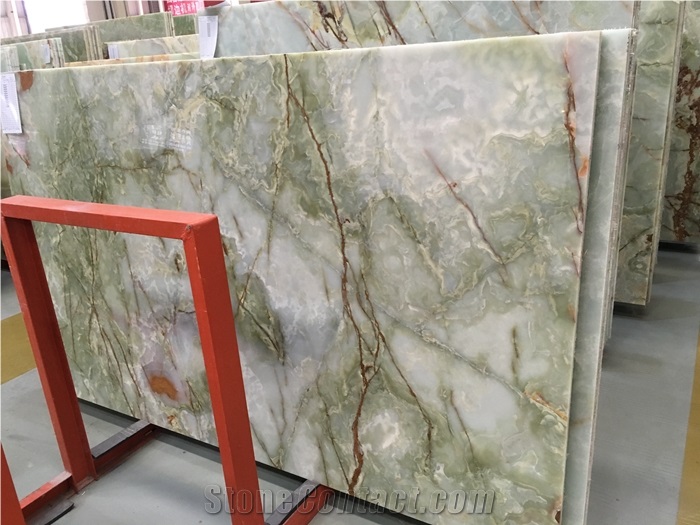 Verdant/Green Onyx Slabs&Tiles Pale Cyan Jade Slab