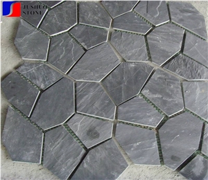 China Manufacturer Black Slate Mesh Tile Setts