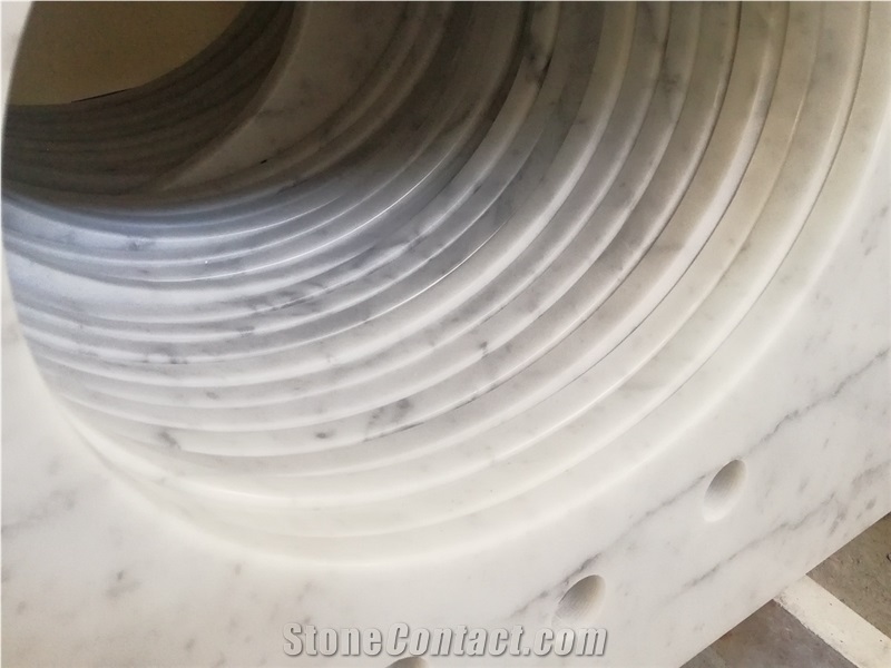 Bianco Carrara Marble Prefab Single Sink Bath Tops