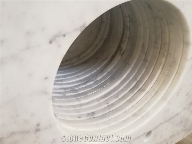 Bianco Carrra White Marble Double Sink Vanity Top