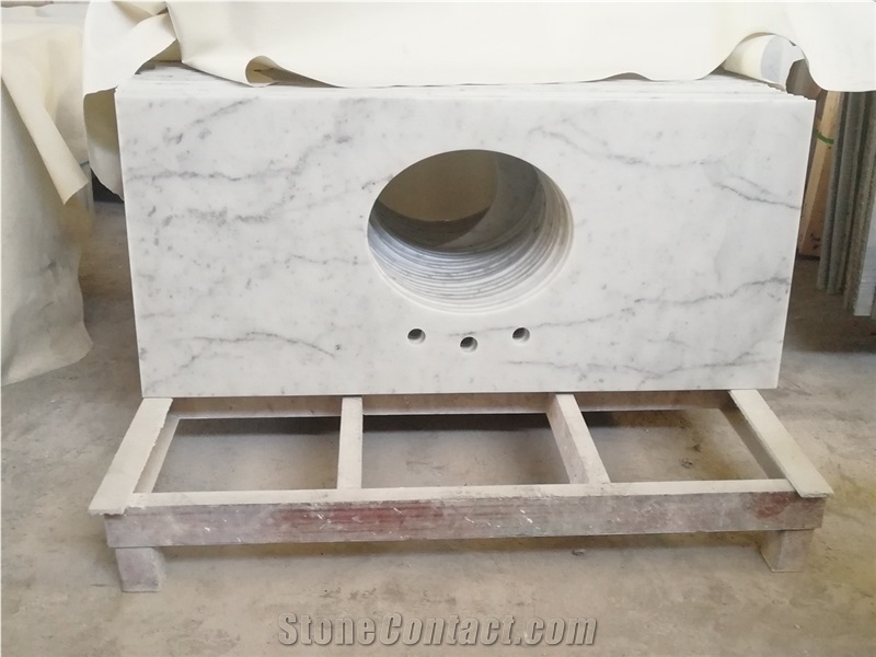 Solid Surface White Marble Bathroom Vanity Tops