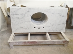 Solid Surface White Marble Bathroom Vanity Tops