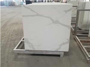 Square Calacatta White Quartz Stone Cafe Table Top