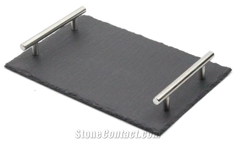 Black Slate Plate Food Tableware Application