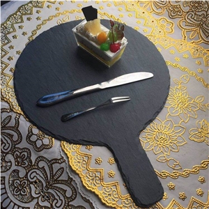 Black Slate Tea Plate Slate Disk Tableware