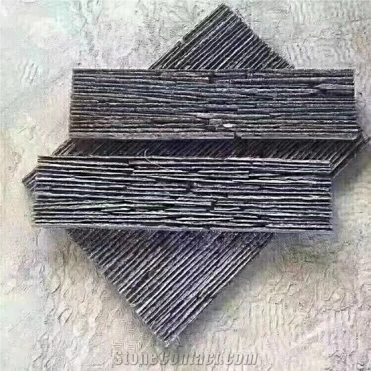 China Black Natural Slate Wall Cladding Panel