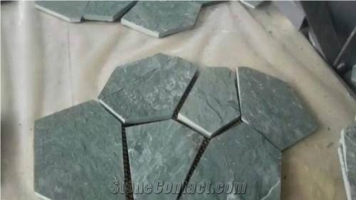 China Patio Paving Stone Split Green Slate Tiles