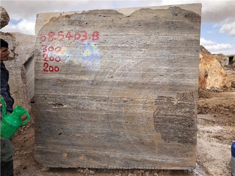 Dark Silver Travertine Block