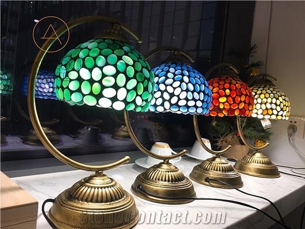 Multicolor Natural Agate Desk Lamp for Reading