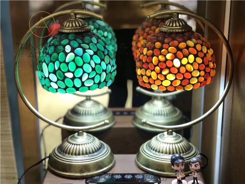 Multicolor Natural Agate Desk Lamp for Reading