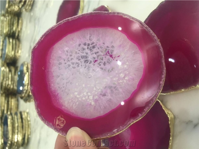 Semi Precious Agate Irregular Coasters, Cup Mats