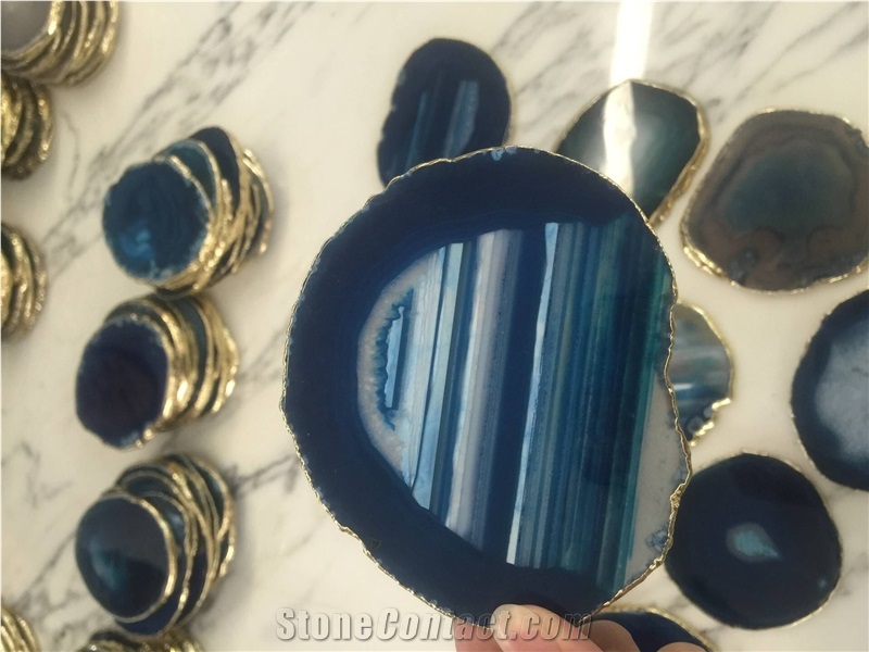 Semi Precious Agate Irregular Coasters, Cup Mats