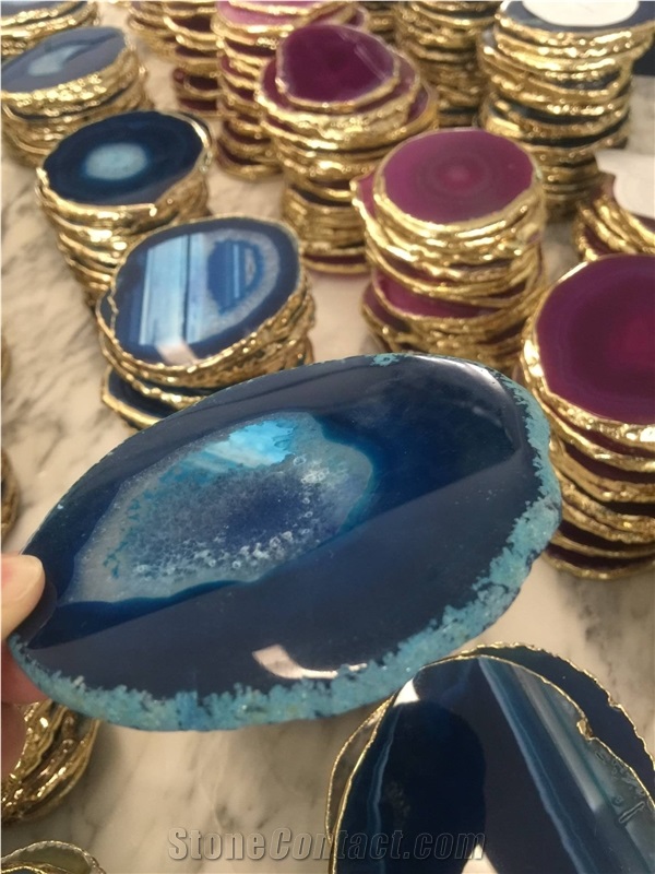 Semi Precious Agate Irregular Coasters, Cup Mats