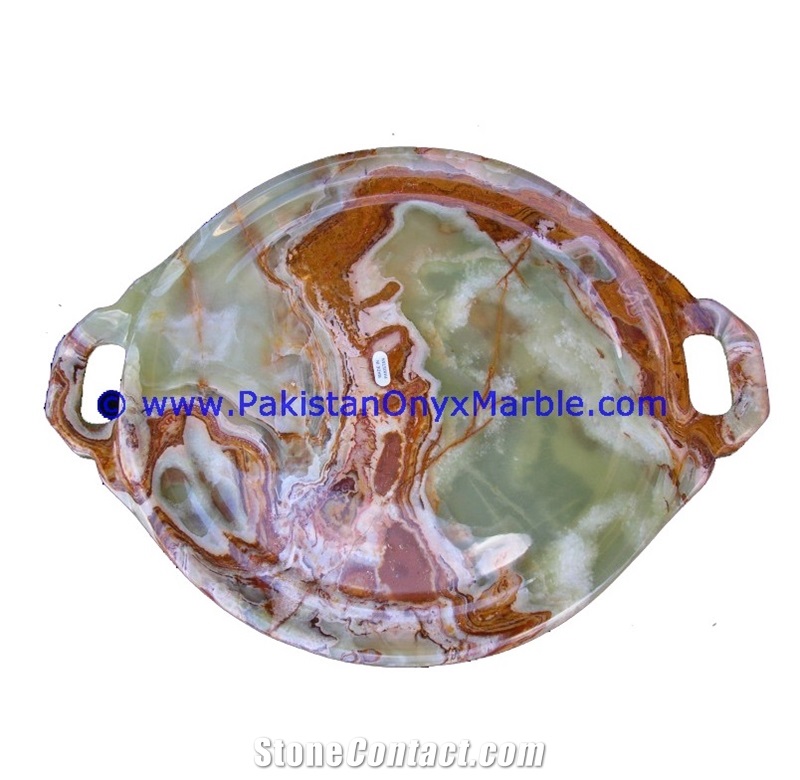 Ancient Green Onyx Serving Trays