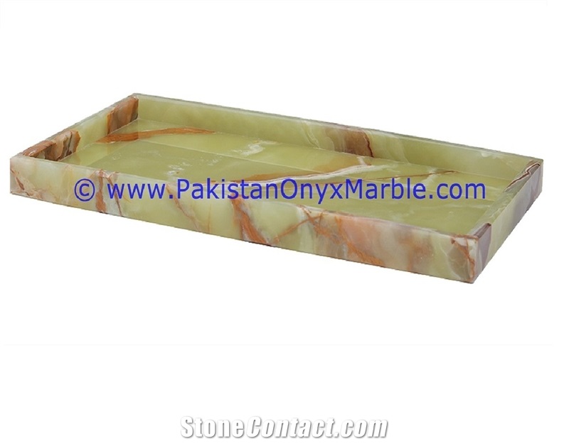 Ancient Green Onyx Serving Trays