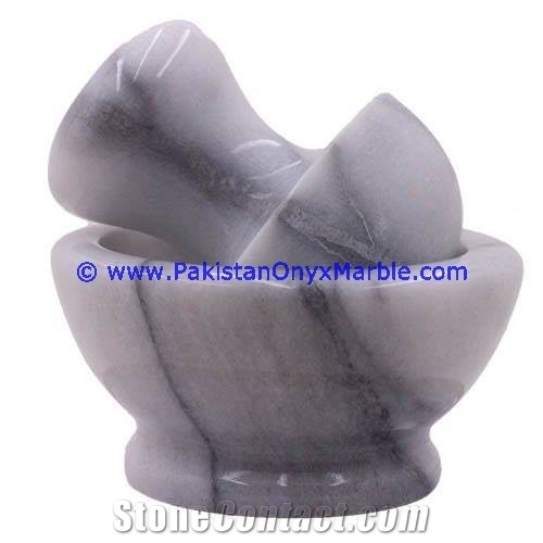 Bianco Grey Marble Mortar Pestle Gray Marble