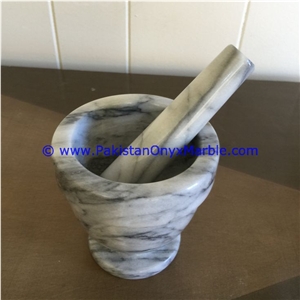 Bianco Grey Marble Mortar Pestle Gray Marble