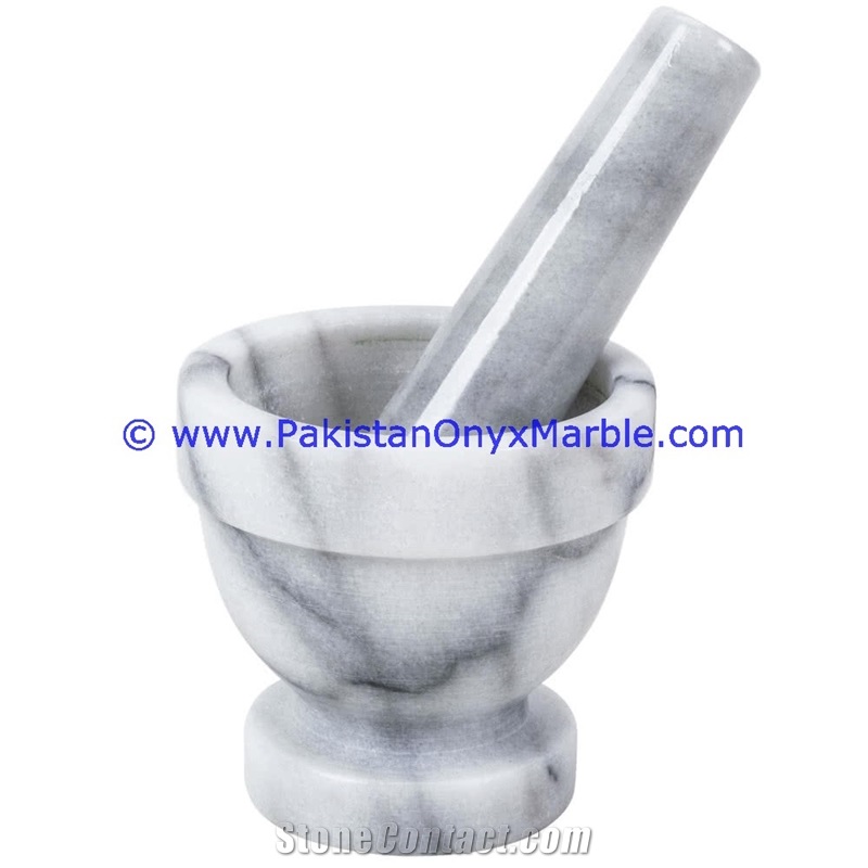 Bianco Grey Marble Mortar Pestle Gray Marble