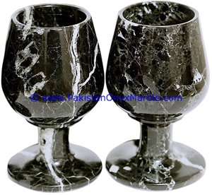 Black Zebra Marble Wine Glasses Goblets Set Black Zebra