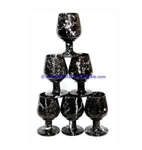 Black Zebra Marble Wine Glasses Goblets Set Black Zebra