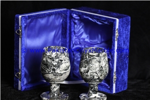 Black Zebra Marble Wine Glasses Goblets Set Black Zebra