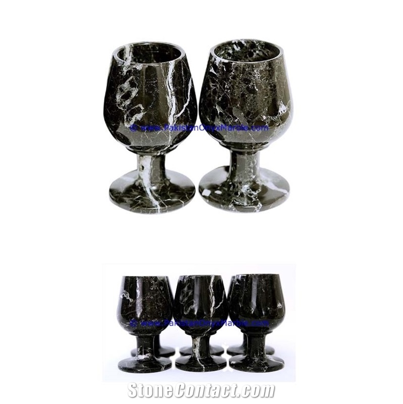 Black Zebra Marble Wine Glasses Goblets Set Black Zebra